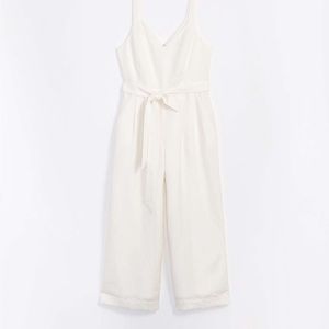 Loft Double V White Jumpsuit